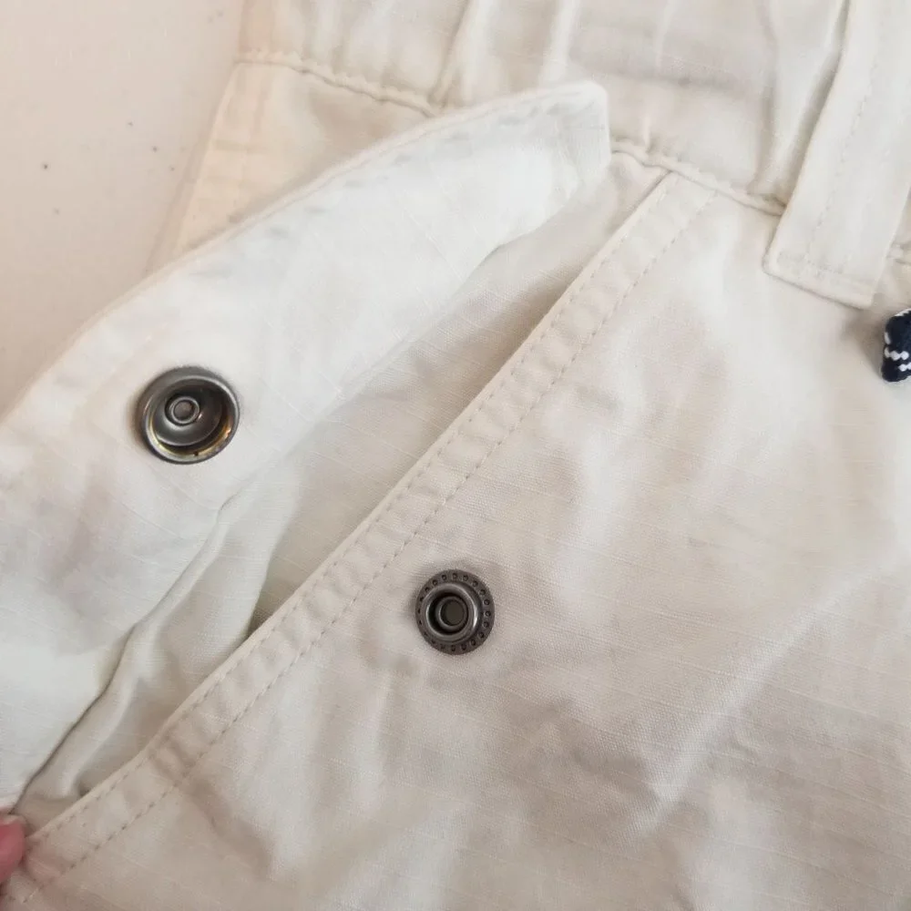 Polo Ralph Lauren Shorts Boys 16 White Cotton‎ Cargo Snap Pockets Pull on Casual